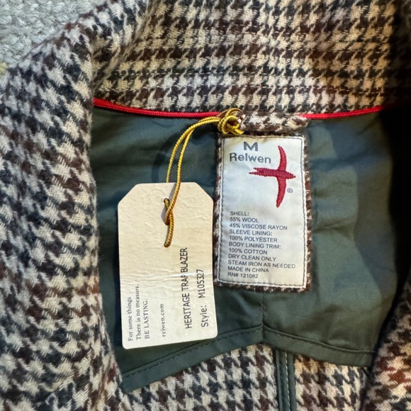 Relwen Heritage Trap Blazer Wool in Wheat Guncheck - Men's Medium - Picture 2 of 3